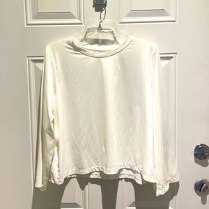 Errday Women's White Cropped Long Sleeve Top Active Top Size 1XL, Stretch NEW